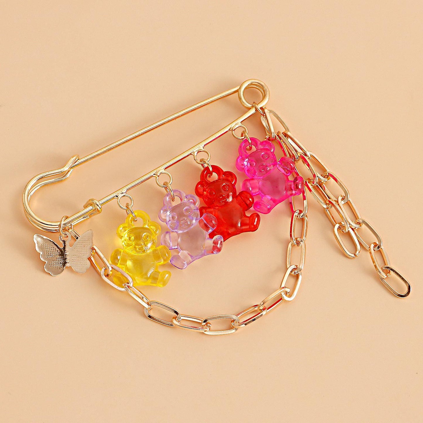 Sweet Geometric Bear Brooch Pendant for Women Alloy Plated Jewelry Accessory