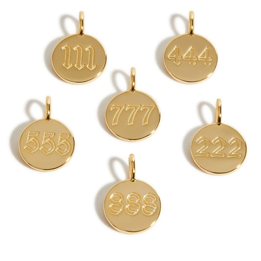 Minimalist 18K Gold Plated Stainless Steel Angel Number Letter Charm Bar with Cable Chain