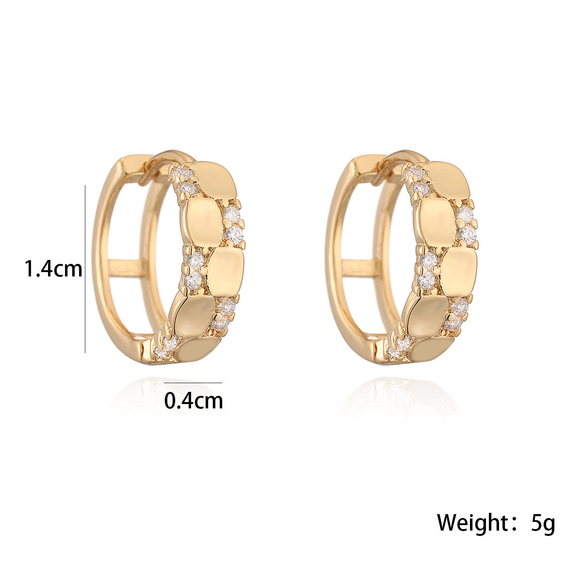 Orecchini a Cerchio Minimalisti Geometrici da Donna Placcati Oro con Zirconi e Micro-Incastonatura