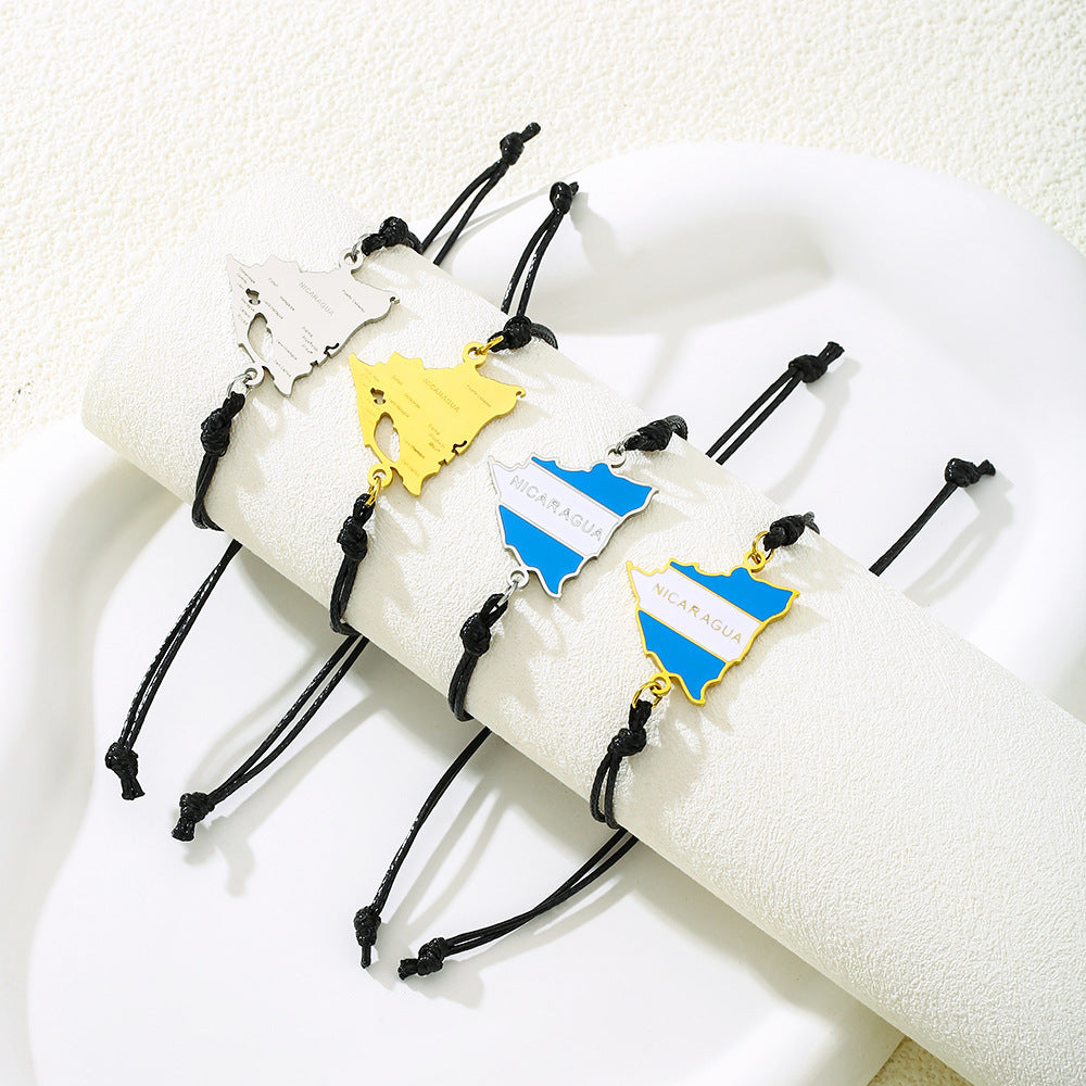 Bracciale Pendente con Lettera Placcata in Acciaio Inossidabile Geometrico Minimalista per Uomo e Donna