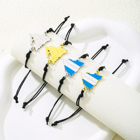 Bracciale Pendente con Lettera Placcata in Acciaio Inossidabile Geometrico Minimalista per Uomo e Donna