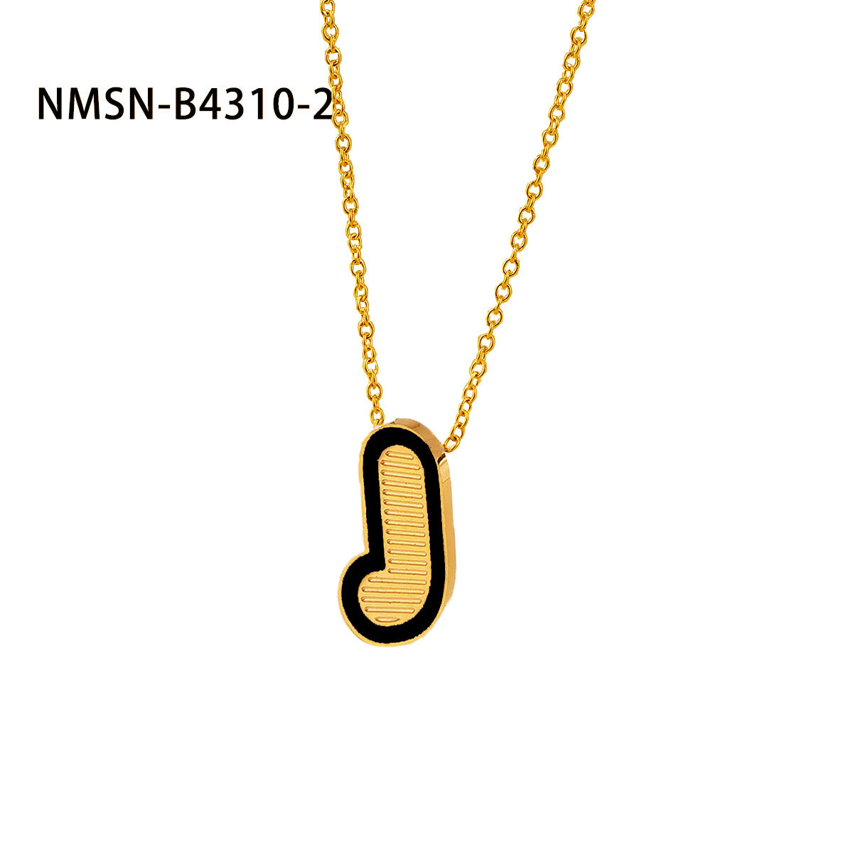 Collana con pendente a forma di lettera minimalista in acciaio inossidabile placcato oro 18 carati e dettagli in smalto da donna