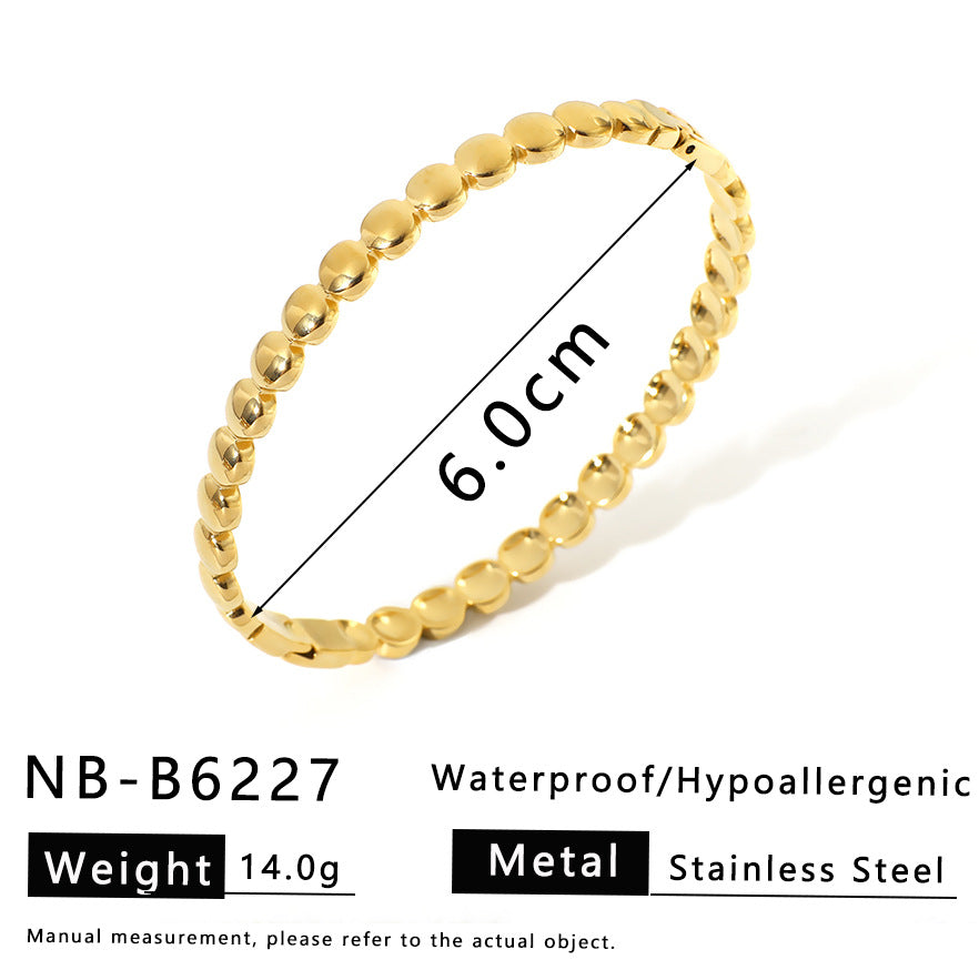 Bracciale Minimalista da Donna a Giunzione di Bambù Stellata in Acciaio Inossidabile con Placcatura Sottovuoto in Oro 18K Design Geometrico