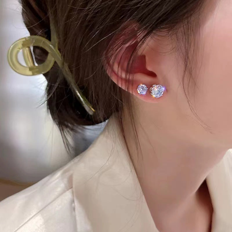 Aretes minimalistas geométricos de circonita para mujer con postes de plata de ley 925