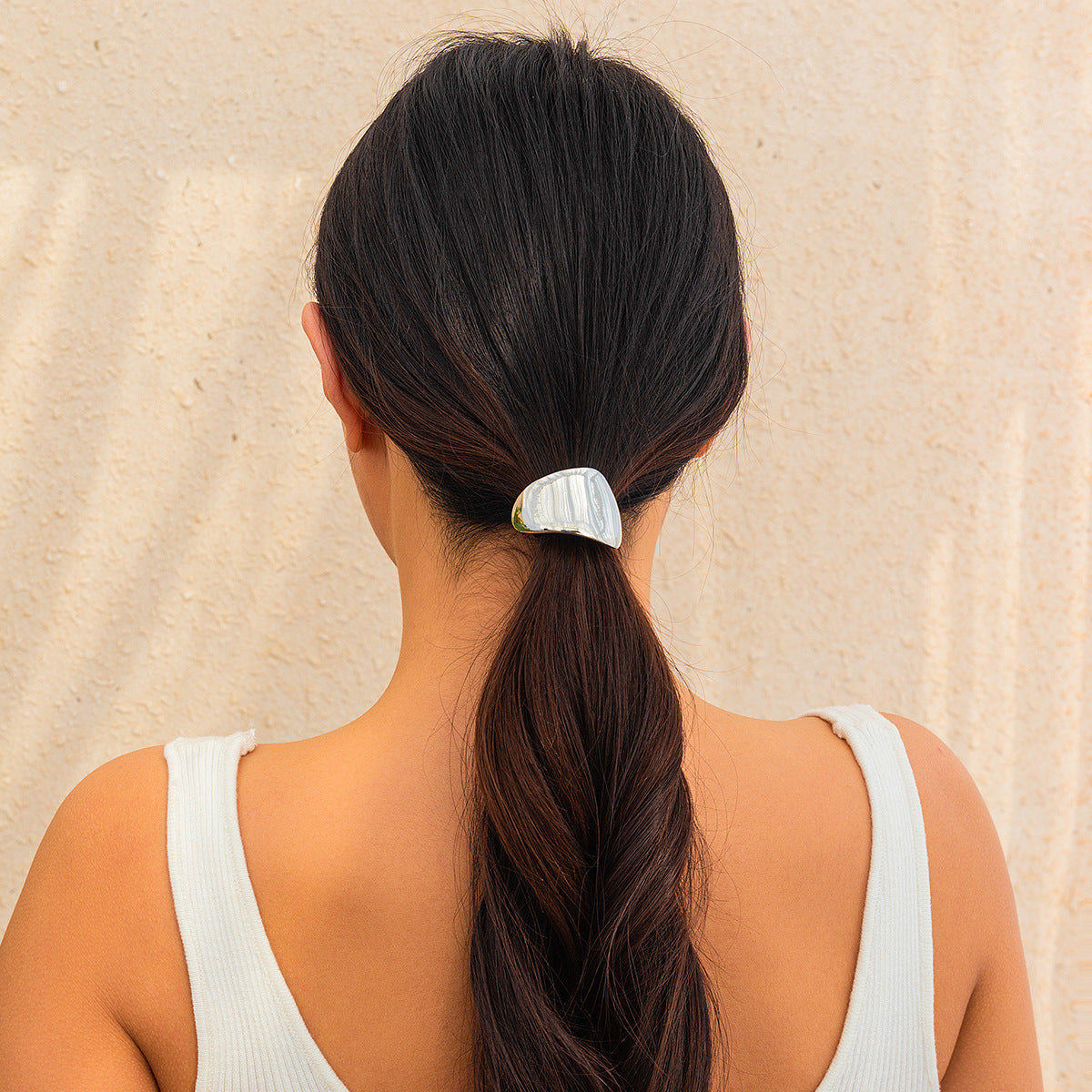 Minimalist Plated Alloy Geometric Folded Hair Clip for Women