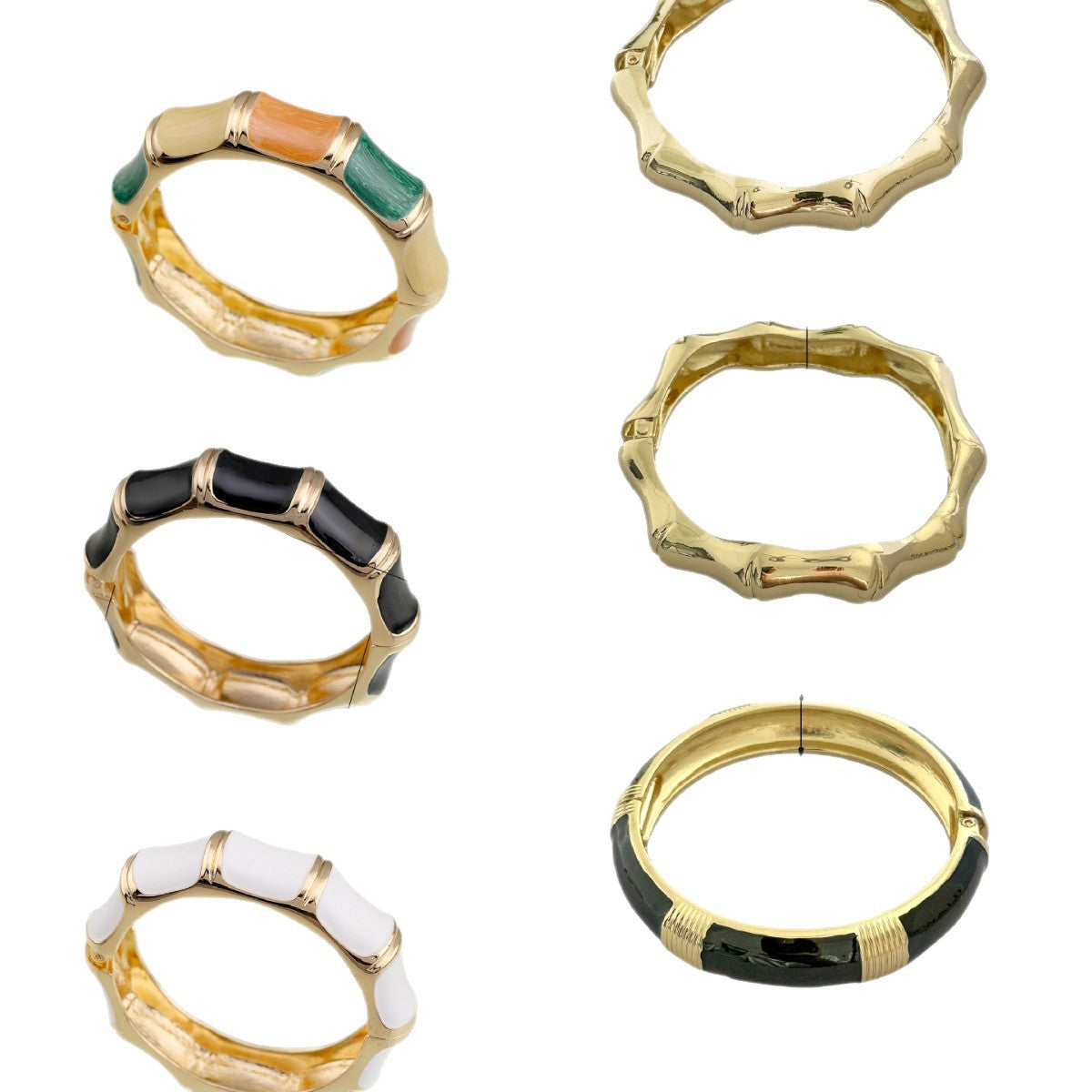 Pulsera Abierta de Puño con Nudo de Bambú de Aleación Geométrica, de Goteo de Aceite, de Lujo Vintage
