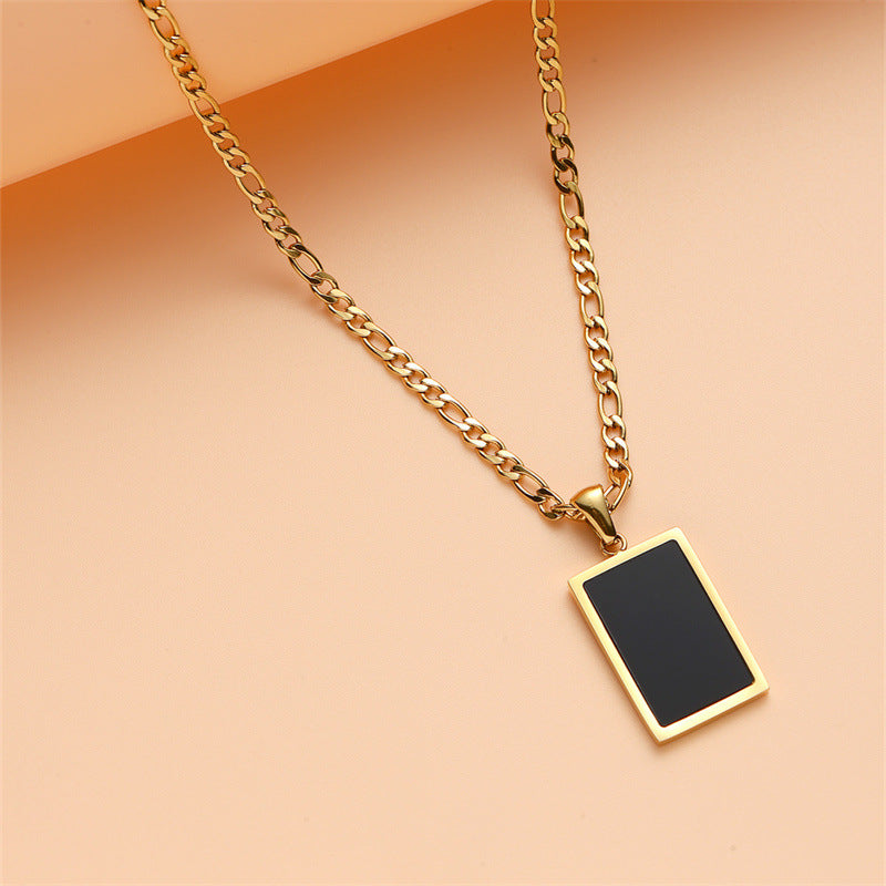 Korean Sweet Geometric Shell Pendant Necklace 18K Gold Plated Stainless Steel Women's Sweater Chain