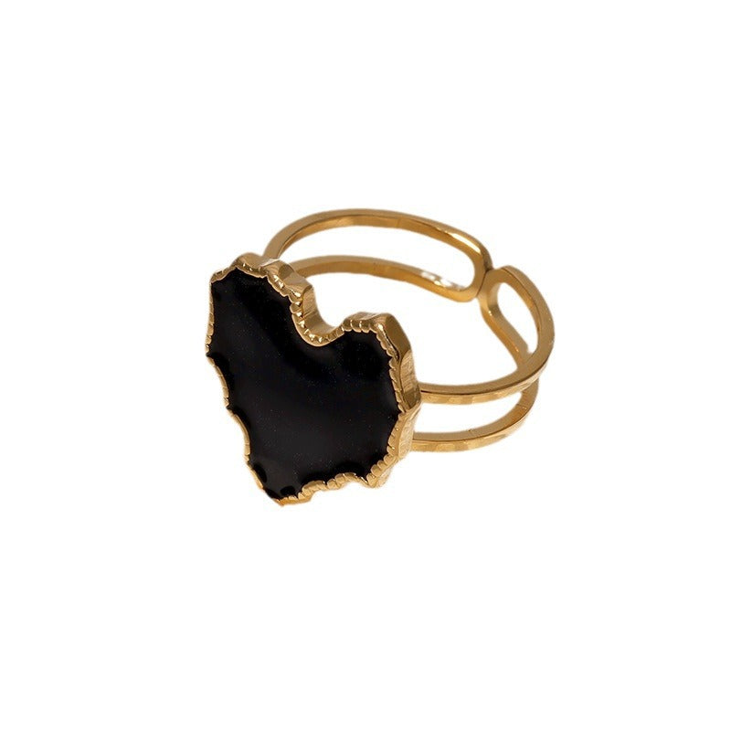 Anillo ajustable de acero inoxidable con forma de corazón, estilo vintage y acabado chapado para mujer