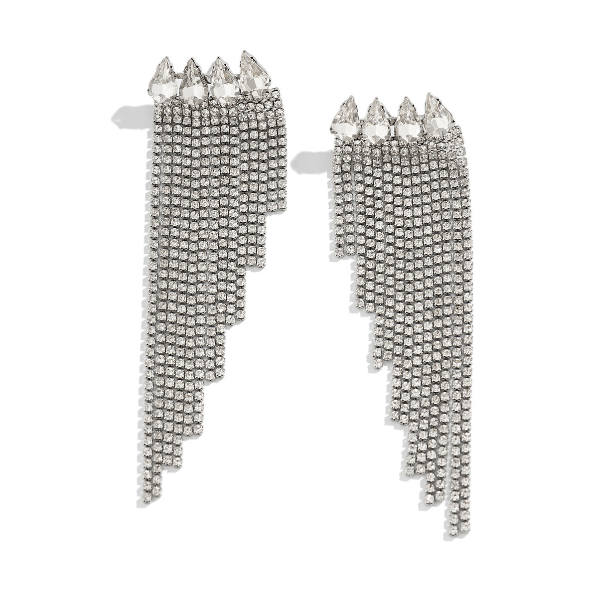 Pendientes de mujer minimalistas de metal con diseño geométrico y circonitas incrustadas, borla de cadena larga para fiesta y Año Nuevo