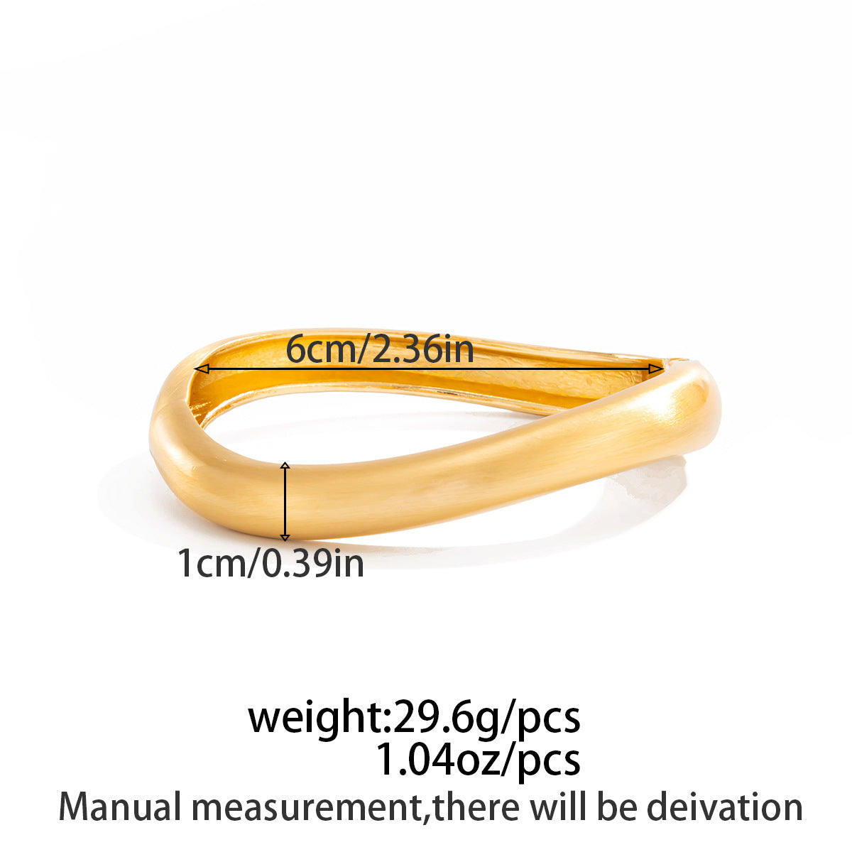 Matte Plated Alloy Oval Geometric Bangle Bracelet for Women