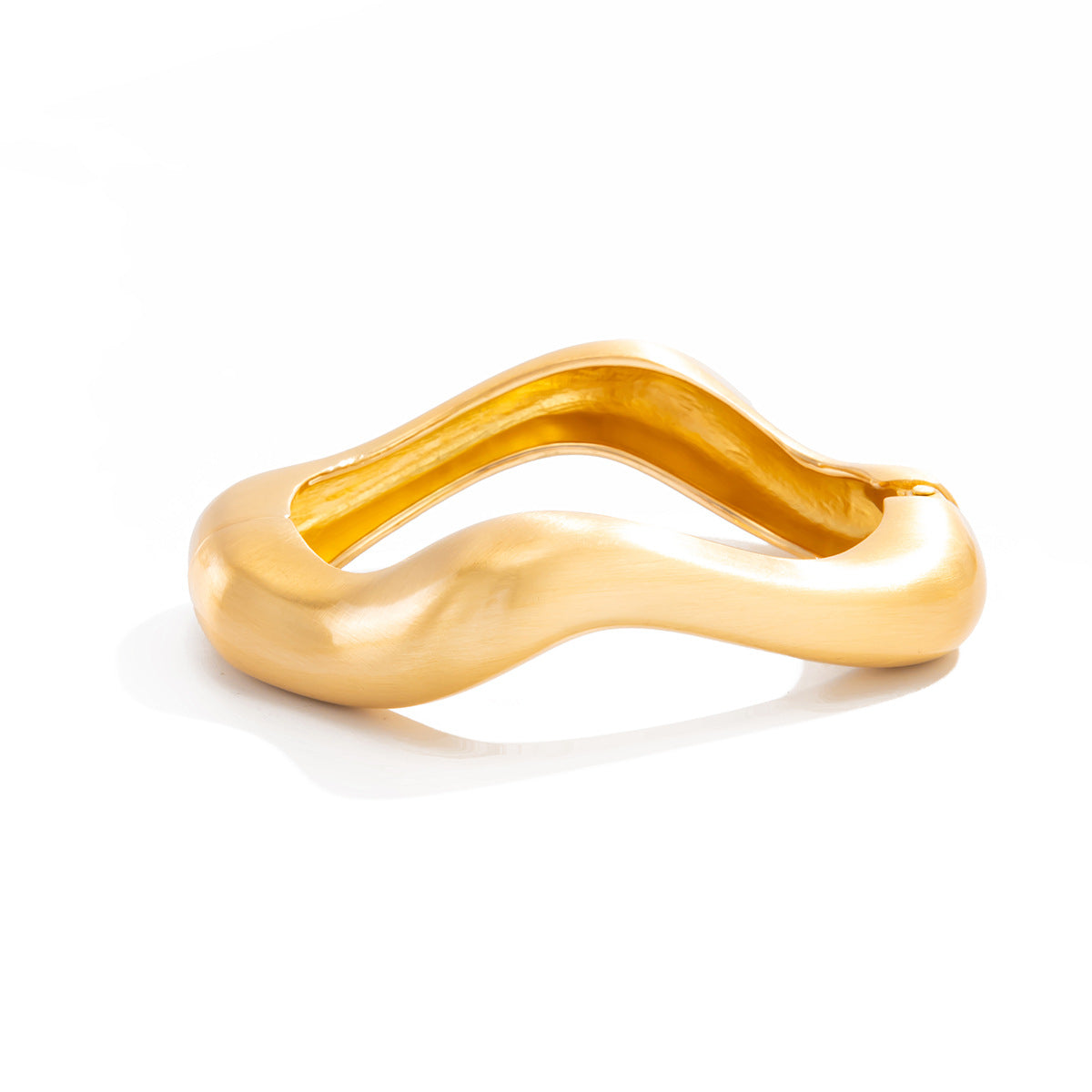 Minimalist Matte Plated Alloy Teardrop Oval Open Cuff Bracelet