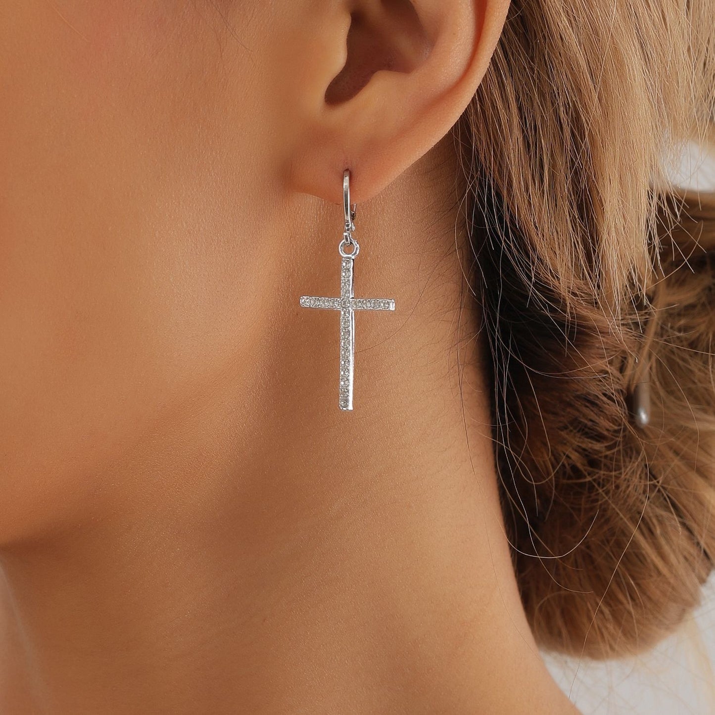 Vintage Geometric Cross Earrings for Women with Plated Metal Finish and Luxe Minimalist Appeal