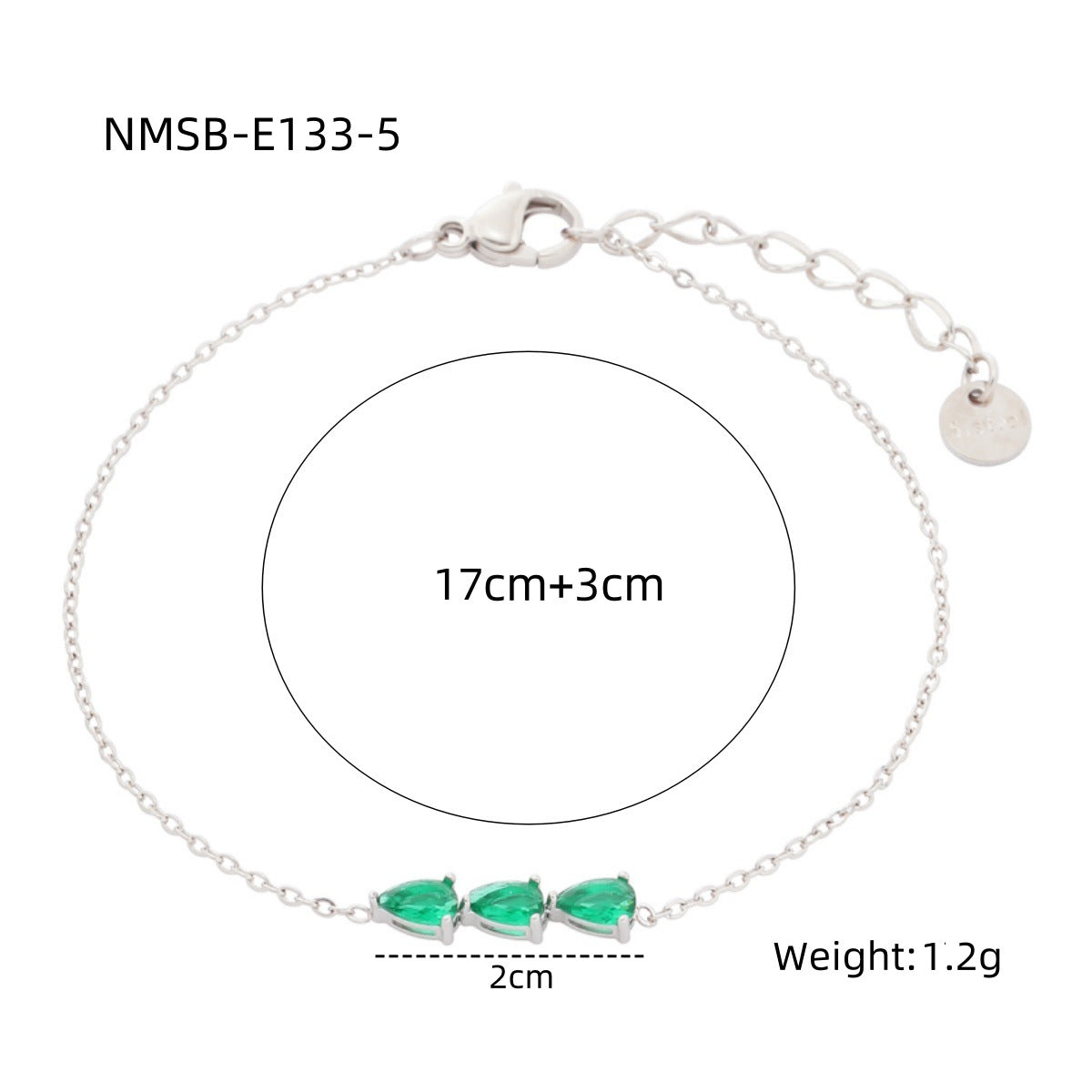 Fashionable Minimalist Geometric Titanium Steel Bracelet for Women with Zircon Water-Drop Pendants and Electroplated Finish