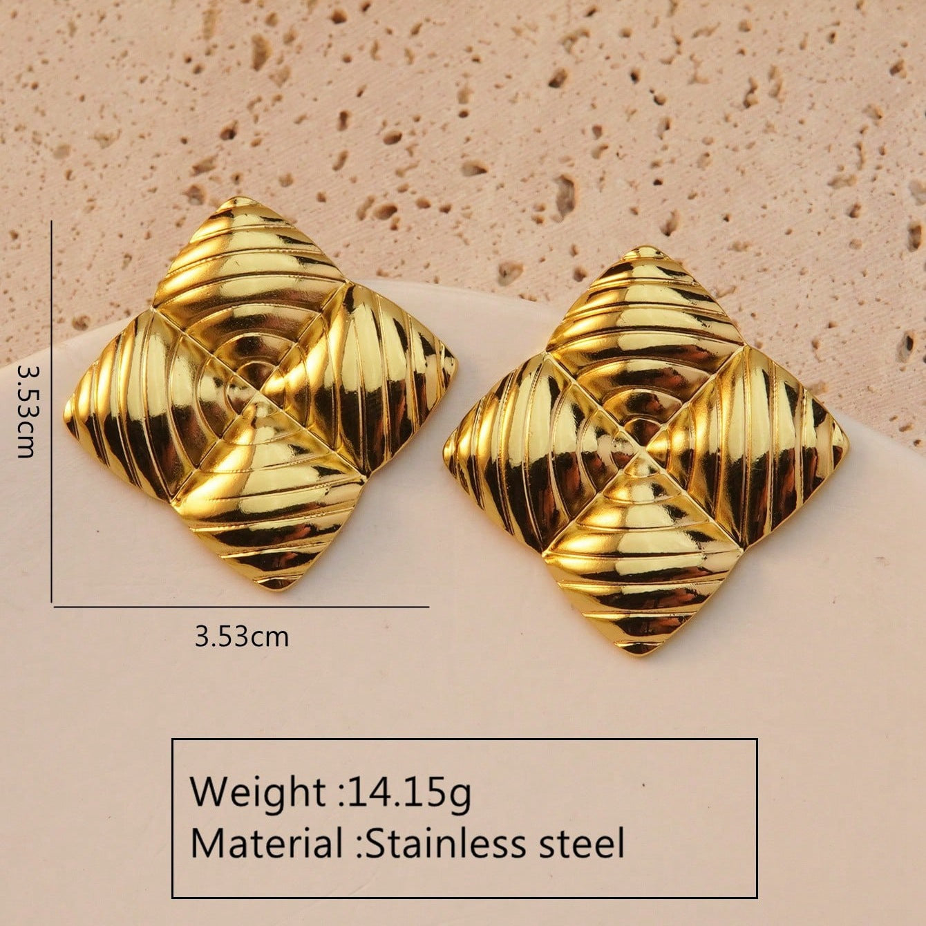 Elegant Gold Plated Stainless Steel Leaf Earrings for Women