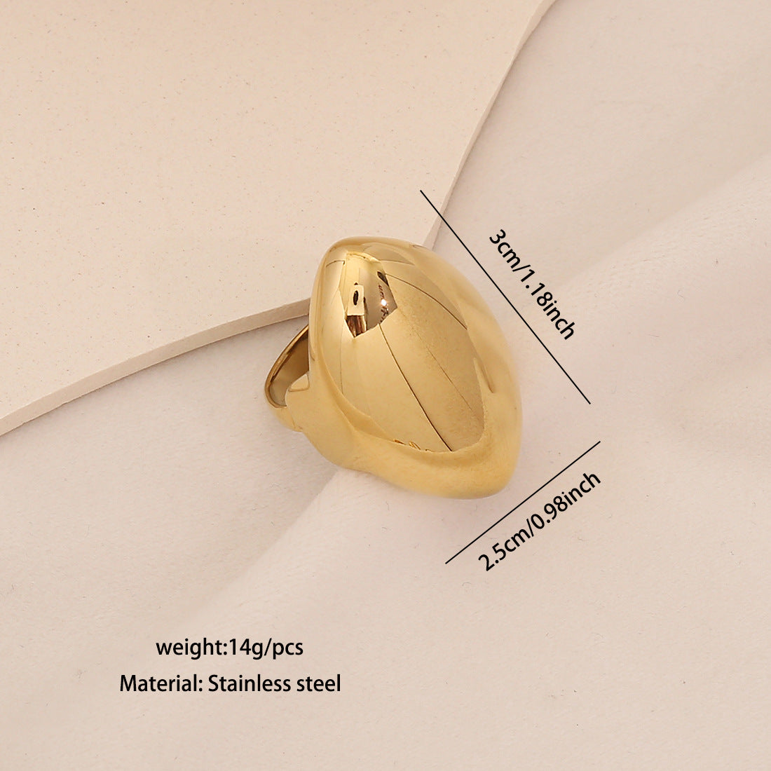 Anello regolabile da donna in acciaio inossidabile geometrico con placcatura in acciaio al titanio e design angolare triangolare e quadrilatero