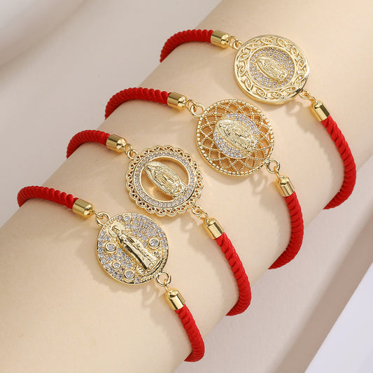 Vintage Minimalist Geometric Brass Gold Plated Cubic Zirconia Inlay Bracelet for Women