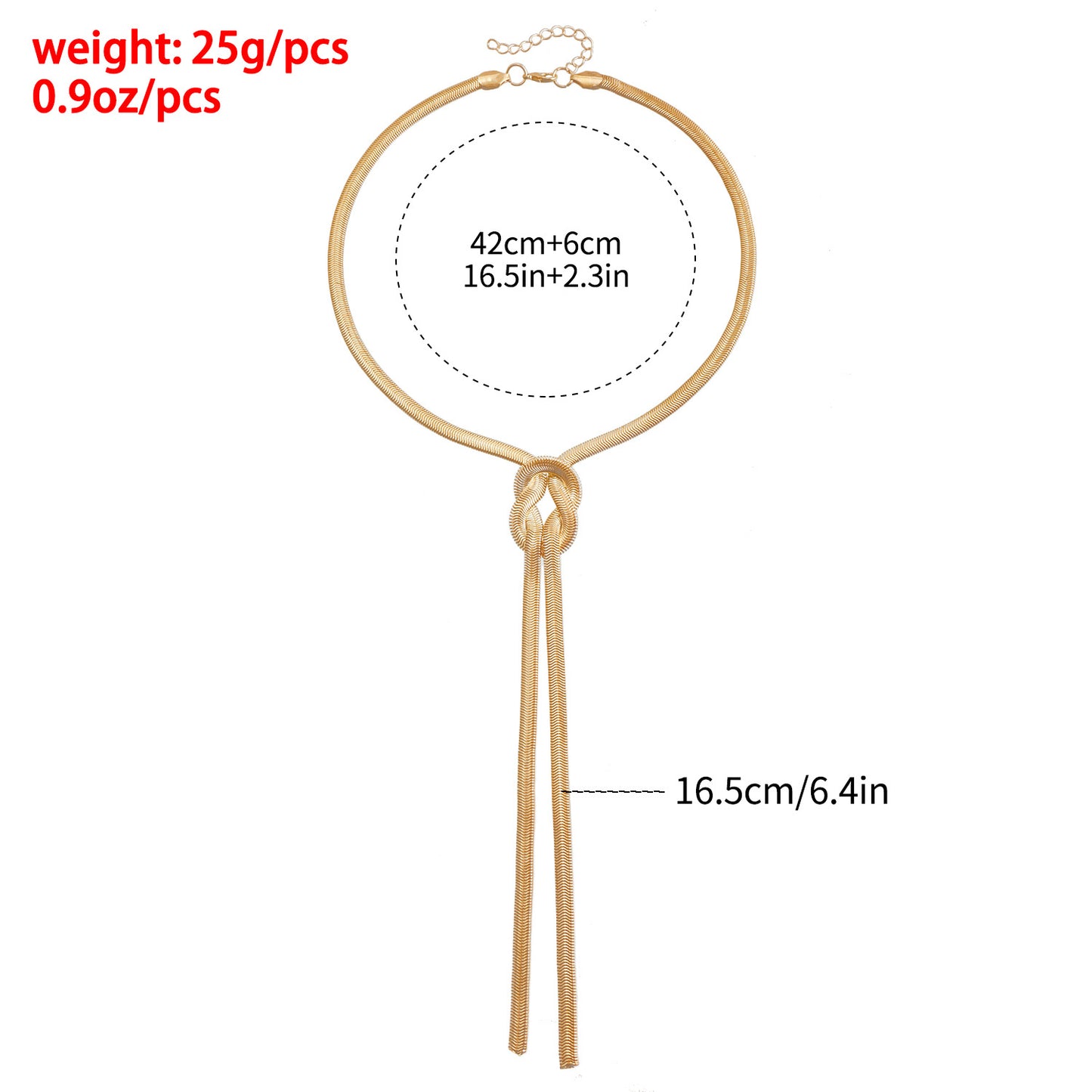 Fashionable Geometric Knot Snake Chain Necklace for Women with Metallic Finish and Electroplated Surface