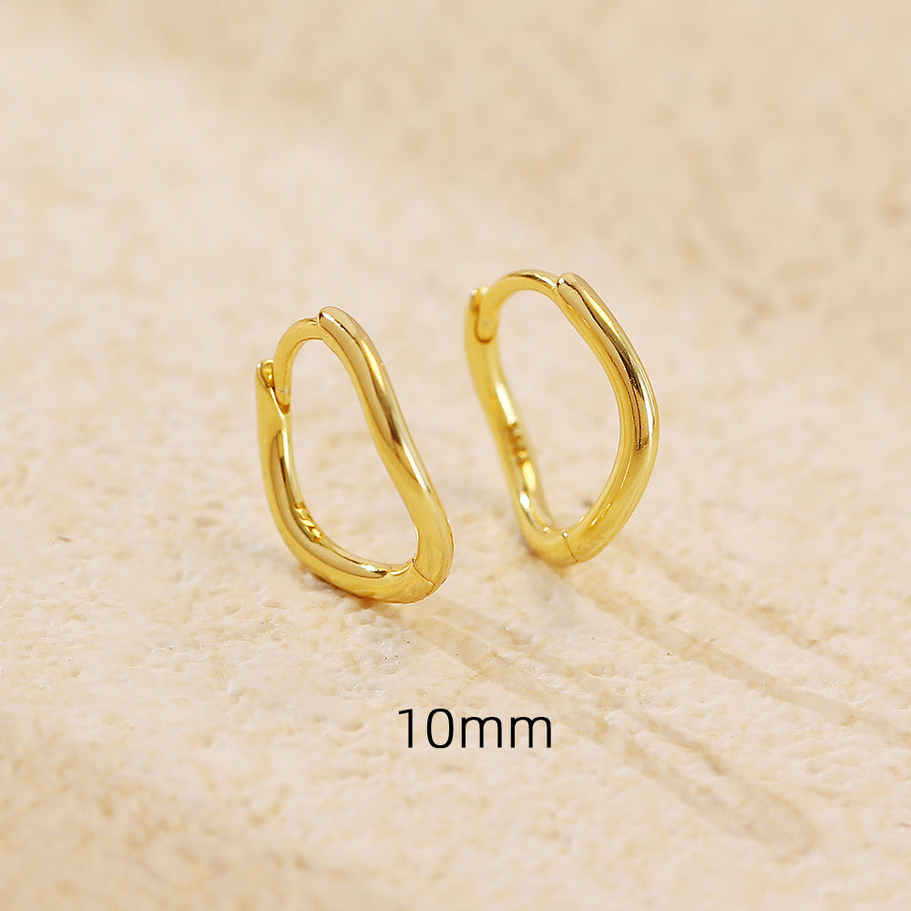 925 Sterling Silver Plated Geometric Wavy Irregular Hoop Earrings for Women