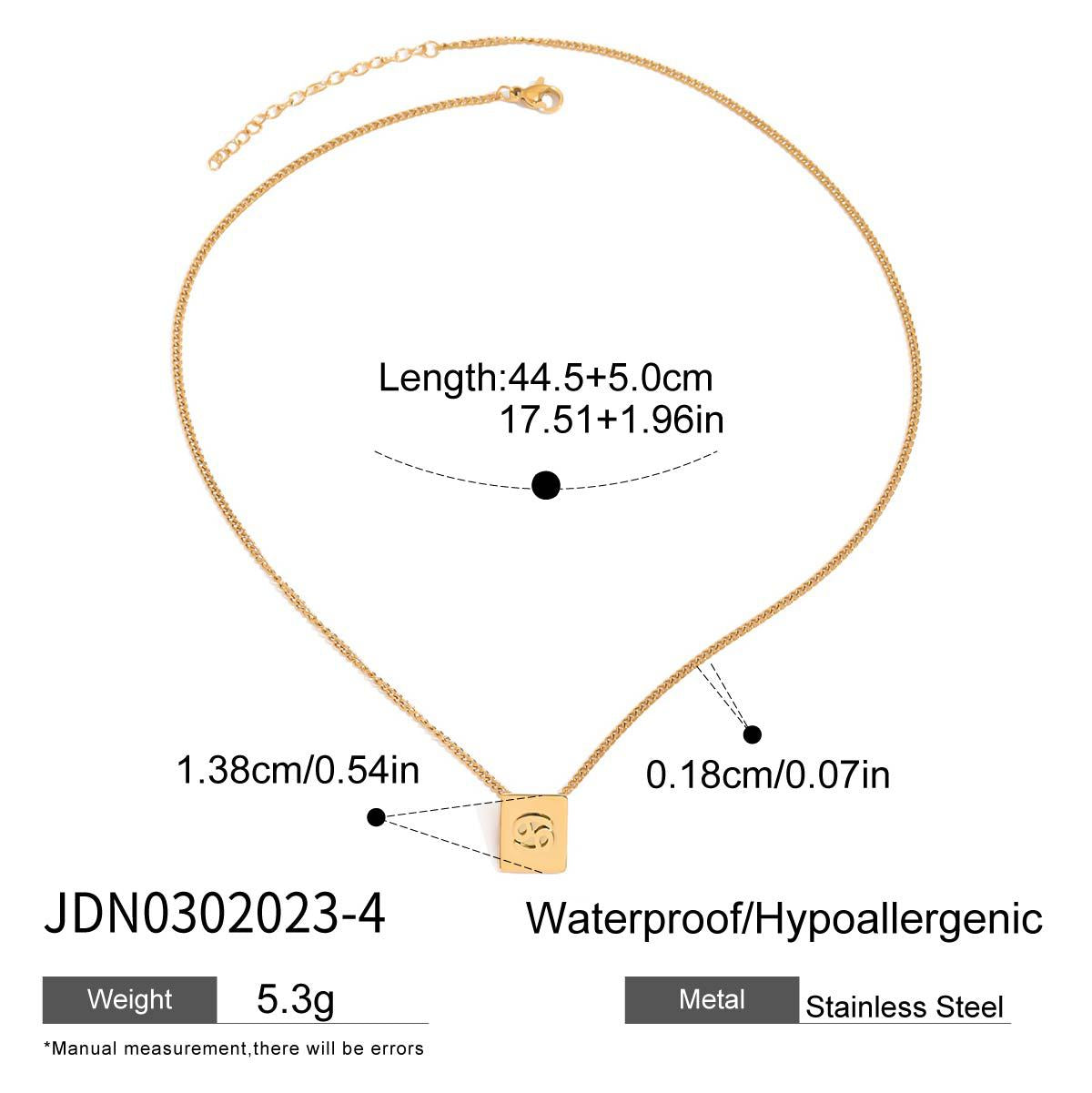 Minimalist Elegant Geometric Square Stainless Steel Plated Necklace for Women