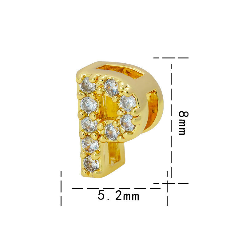 Collana con Ciondolo a Lettera Minimalista da Donna in Acciaio al Titanio con Placcatura in Oro 18K e Strass su Catena O-Ring