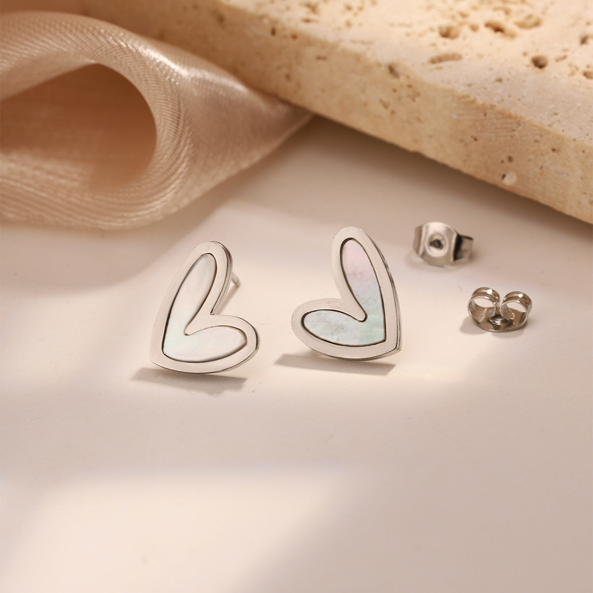 Set collana e orecchini in acciaio al titanio "Sweet Heart" per donna