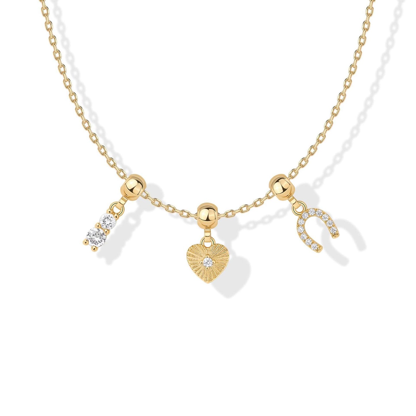 Minimalist Butterfly Heart Star Zircon Pendant Necklace for Women in Plated Copper with Mixed Gemstone Inlay