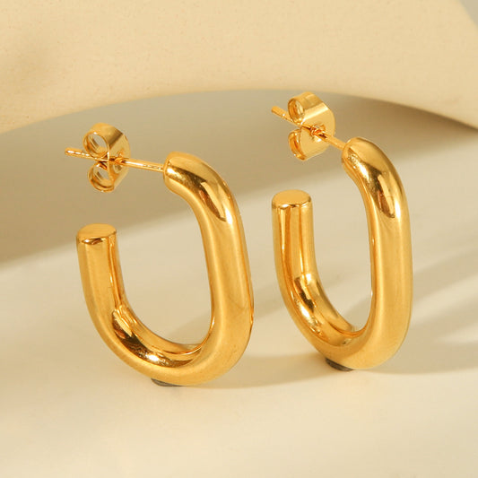 Pendientes de acero inoxidable geométricos con chapado al vacío para mujer, joyería de moda resistente a la decoloración