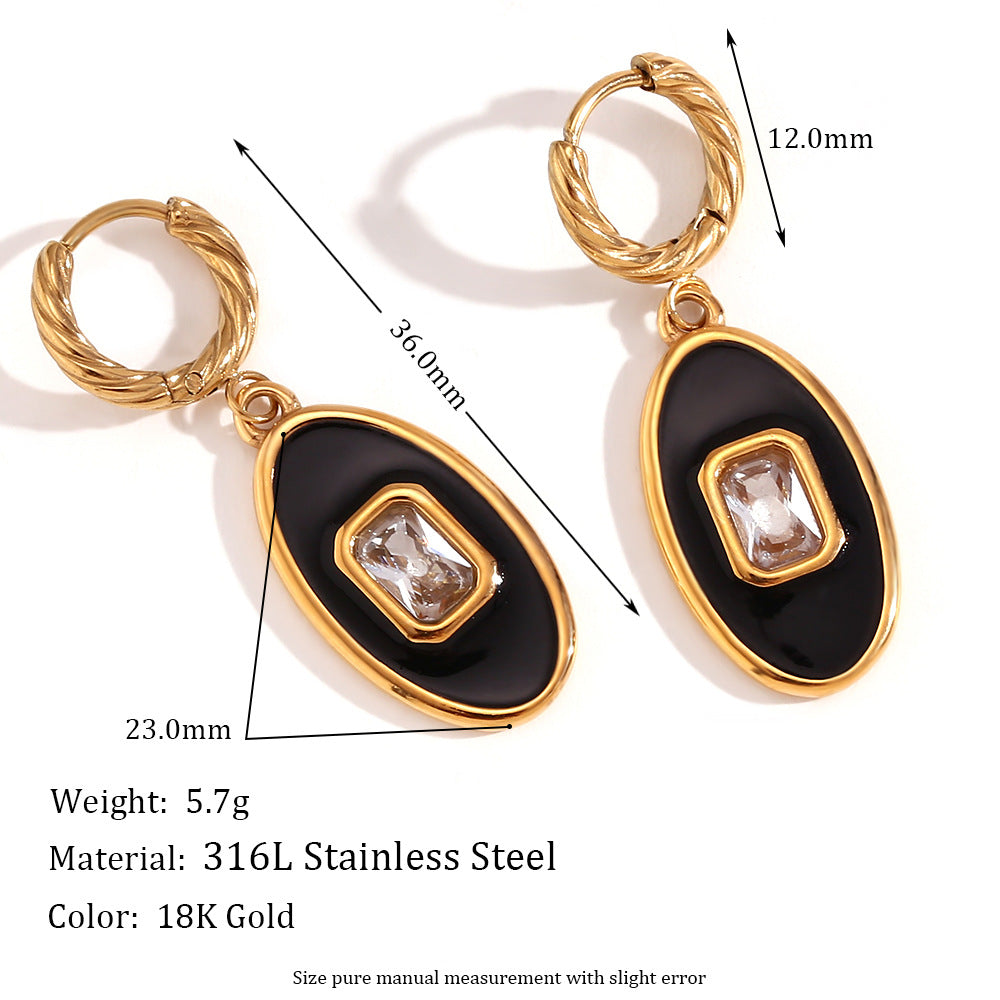 Orecchini a clip vuoti geometrici vintage in acciaio inossidabile placcati oro 18 carati da donna
