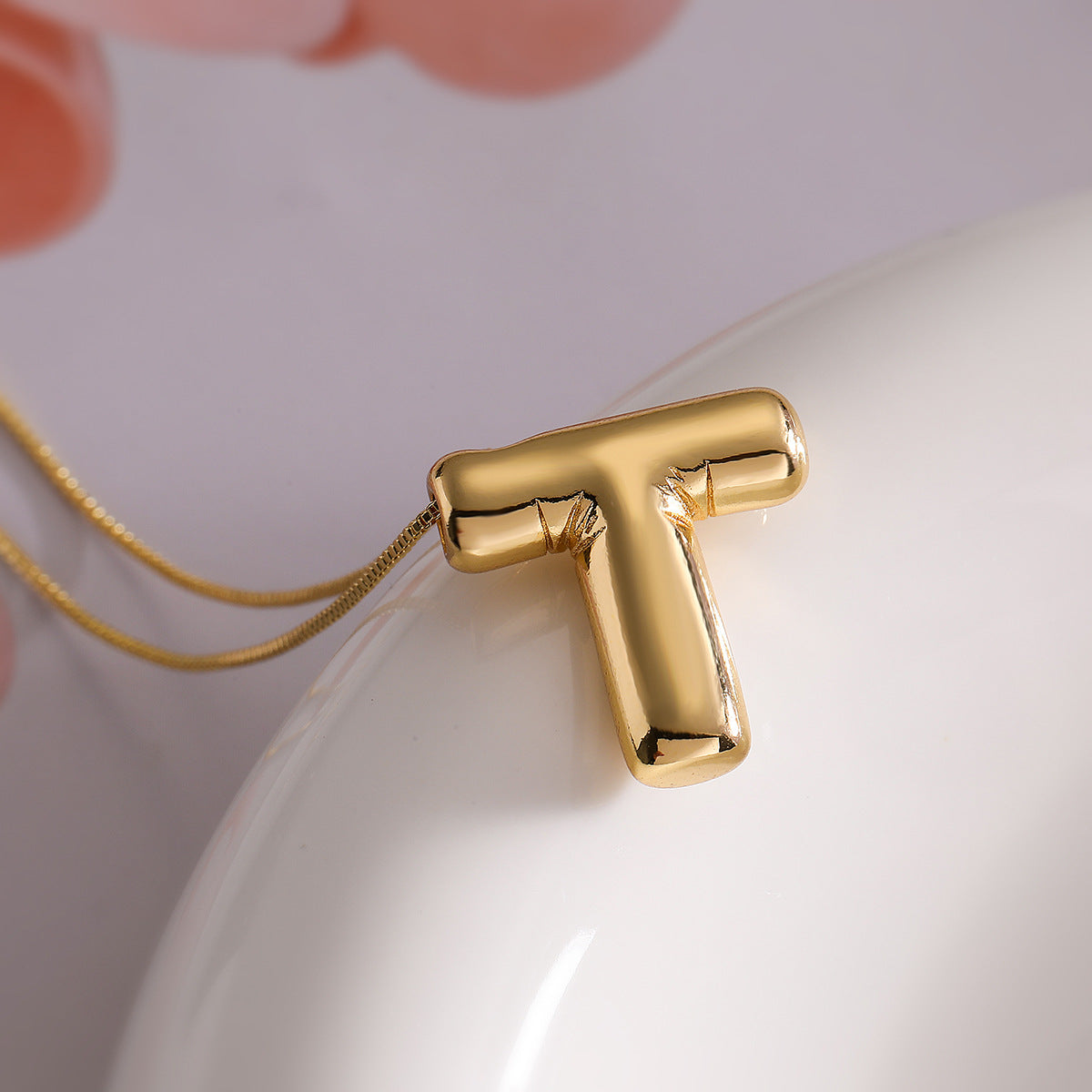 Minimalist Irregular Geometric Letter Balloon Pendant Necklace for Women