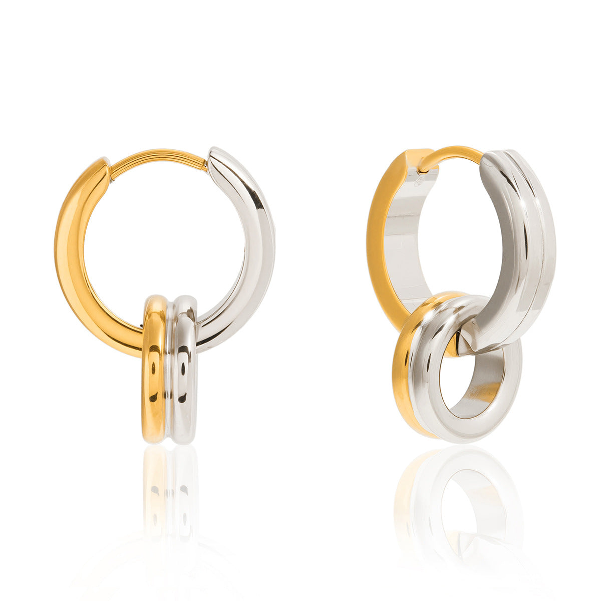 Orecchini a Cerchio in Acciaio Inossidabile Geometrici con Finitura Placcata da Donna, Orecchini a Clip Minimalisti di Lusso alla Moda
