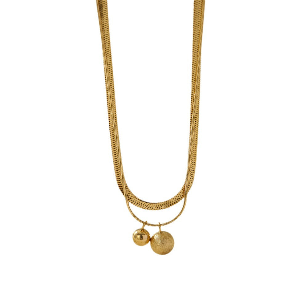 Collana con pendente rotondo geometrico minimalista in acciaio inossidabile placcato oro 18 carati da donna