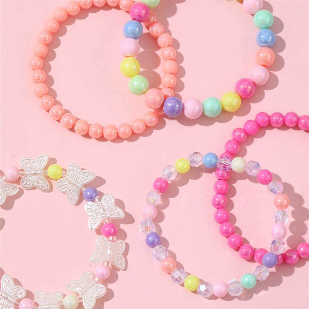 Juego de pulseras de cuentas acrílicas con forma de mariposa minimalista para niños hechas a mano con resina plástica