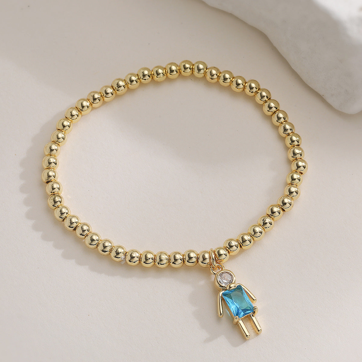 Minimalist Geometric Brass Gold Plated Cubic Zirconia Inlay Pendant Bracelet for Unisex