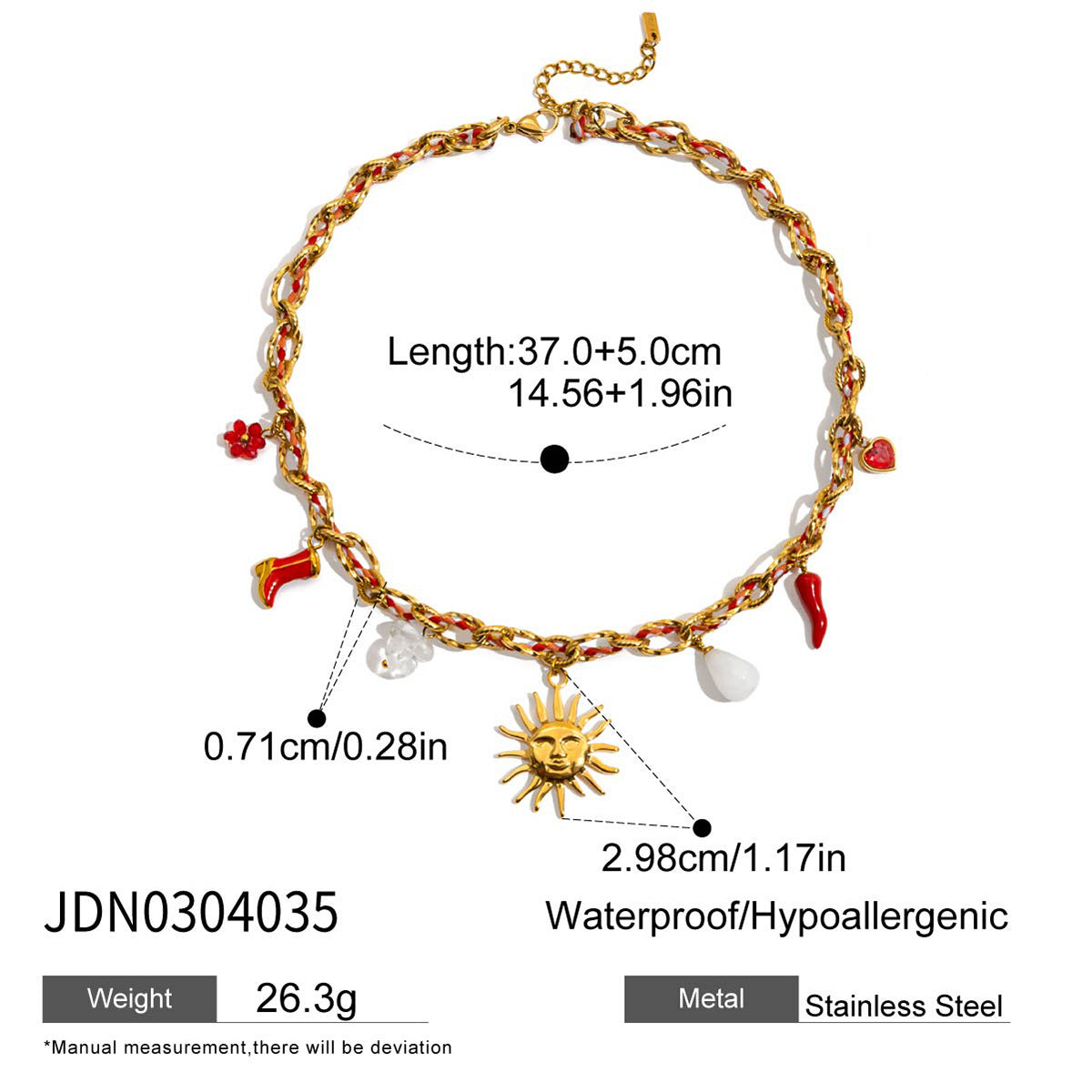Collana con ciondolo in acciaio al titanio alla moda a tema frutta con catena in acciaio inossidabile placcato per donna