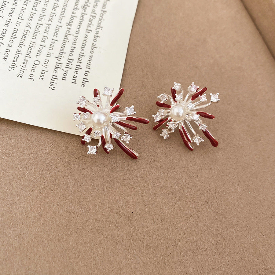 Orecchini a perno eleganti da donna in argento sterling con zirconi a forma di fiore, base in ottone placcato oro