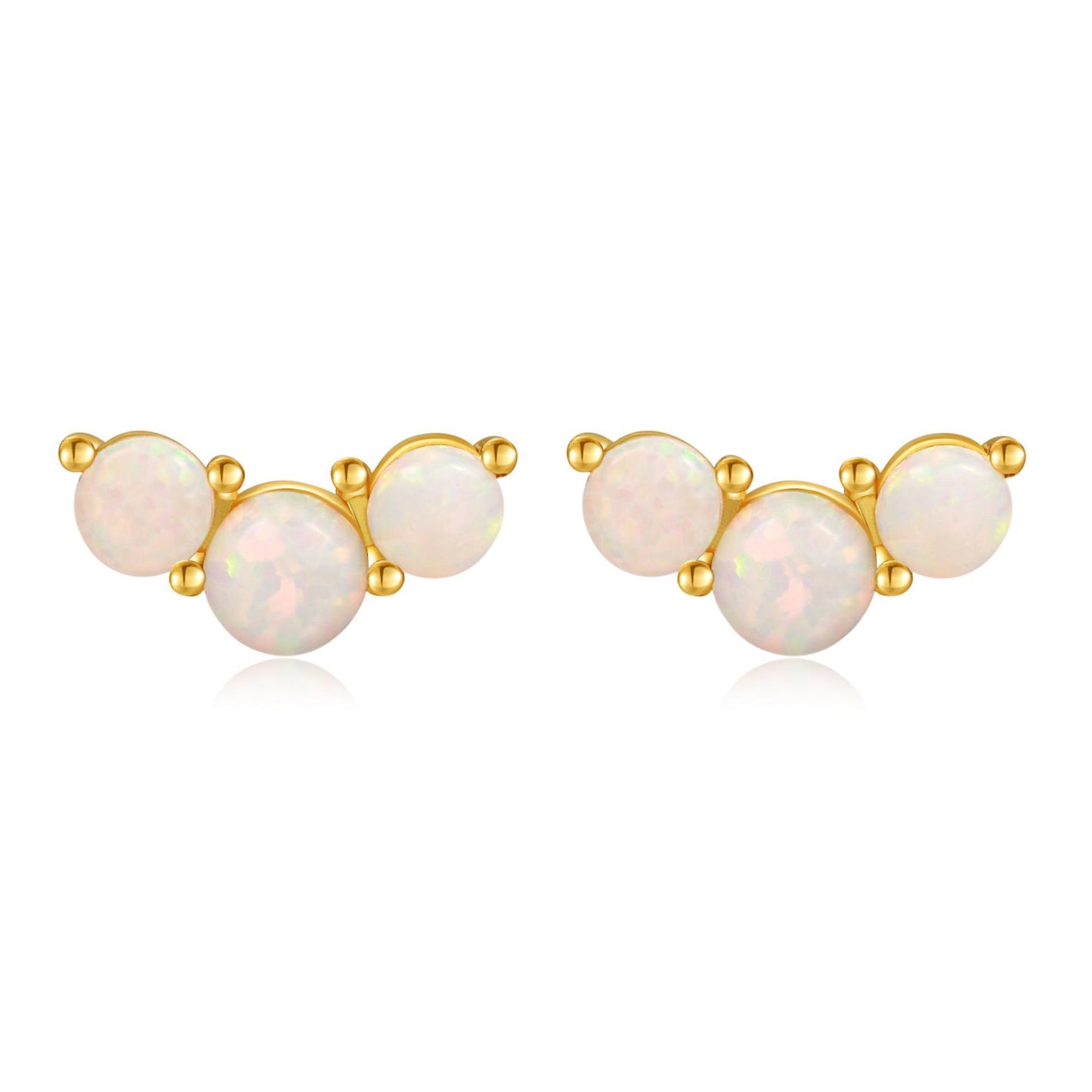 Orecchini a perno con pietra portafortuna geometrica in stile Fashion-Commuter, in rame con placcatura in vero oro e perni in argento sterling S925, da donna