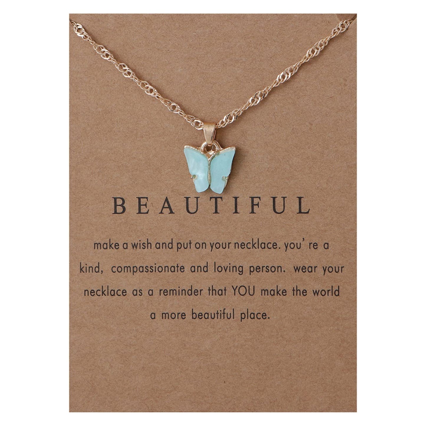 Sweet Minimalist Butterfly Acrylic Pendant Necklace for Women