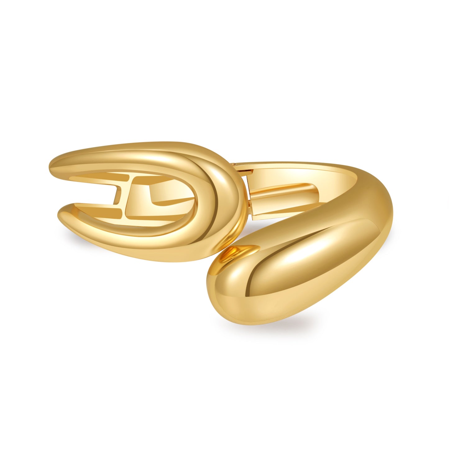 Minimalist Geometric Round Plated Alloy Spring Cuff Bracelet
