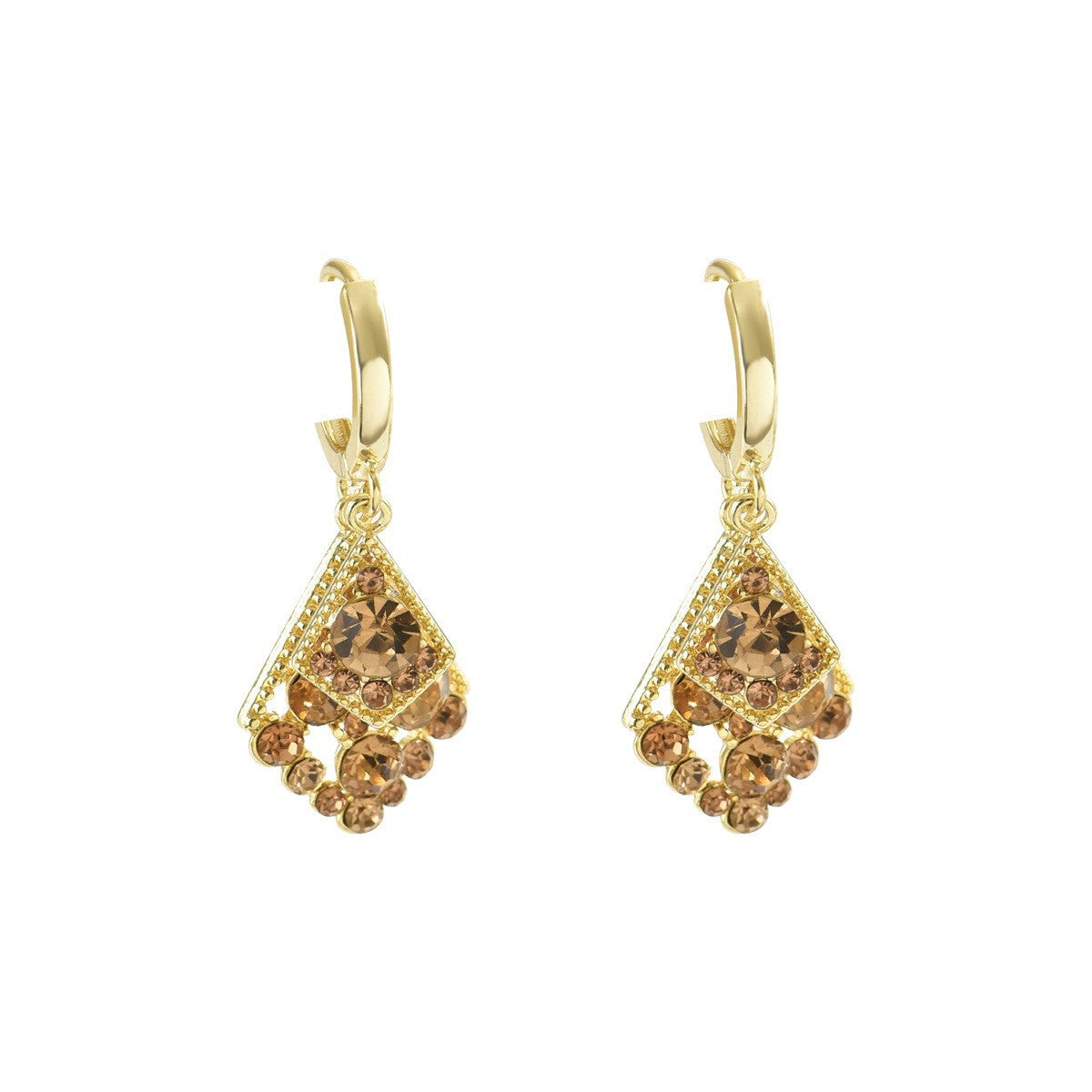 Orecchini minimalistici a rombo in lega di zinco con intarsio di strass e perni in acciaio inossidabile da donna