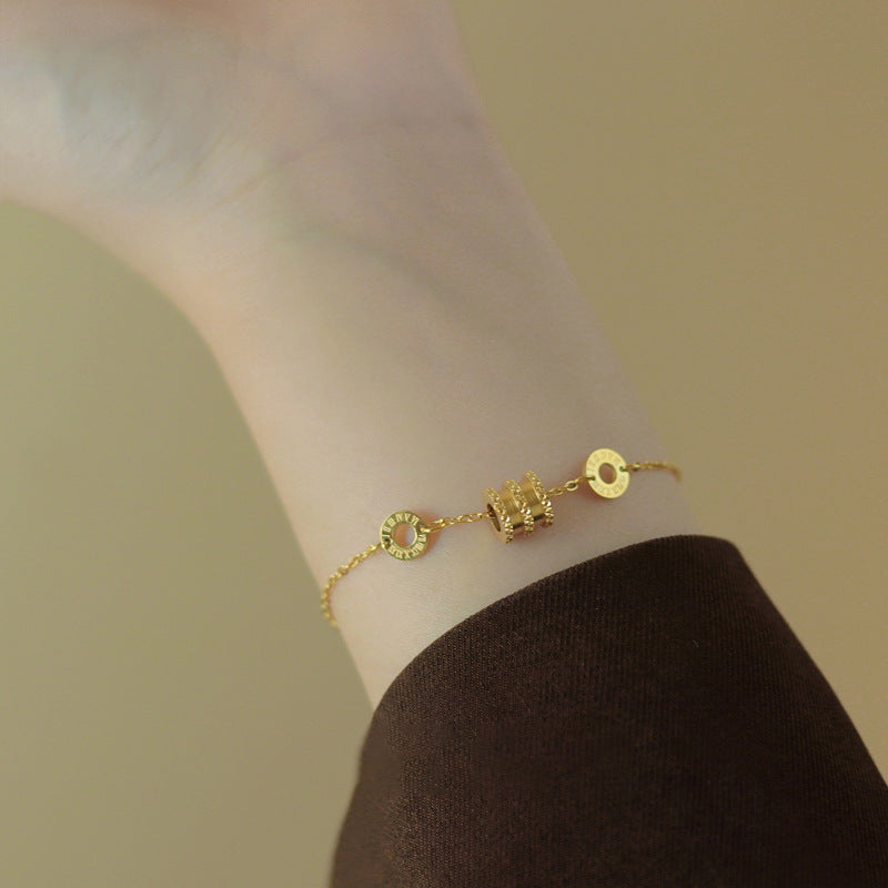 Minimalist Leaf-Shaped Titanium Steel Bracelet for Women with 18K Gold Plating, Elegant Floral-Inspired Design