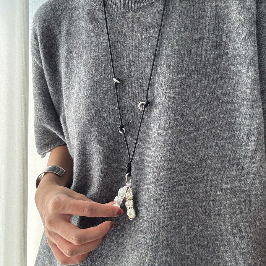 Collana con ciondolo geometrico minimalista in rame placcato da donna, catena maglione di lusso leggera