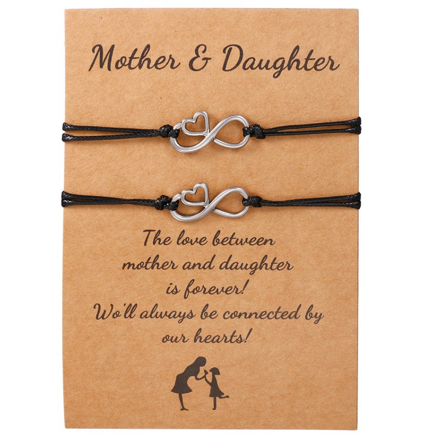 Creative Woven Alloy Figure Eight Heart Card Bracelet Set for Men and Women