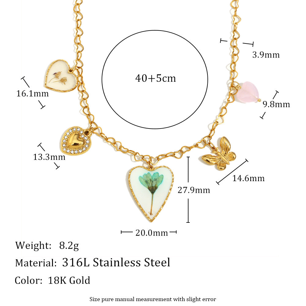 Fashionable Heart-Shaped Stainless Steel Pendant Necklace with 18K Gold Plating for Women