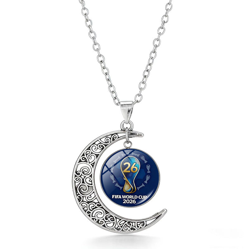 Collana Pendente Luna Geometrica Sportiva in Lega Placcata con Charm in Cristallo da Donna