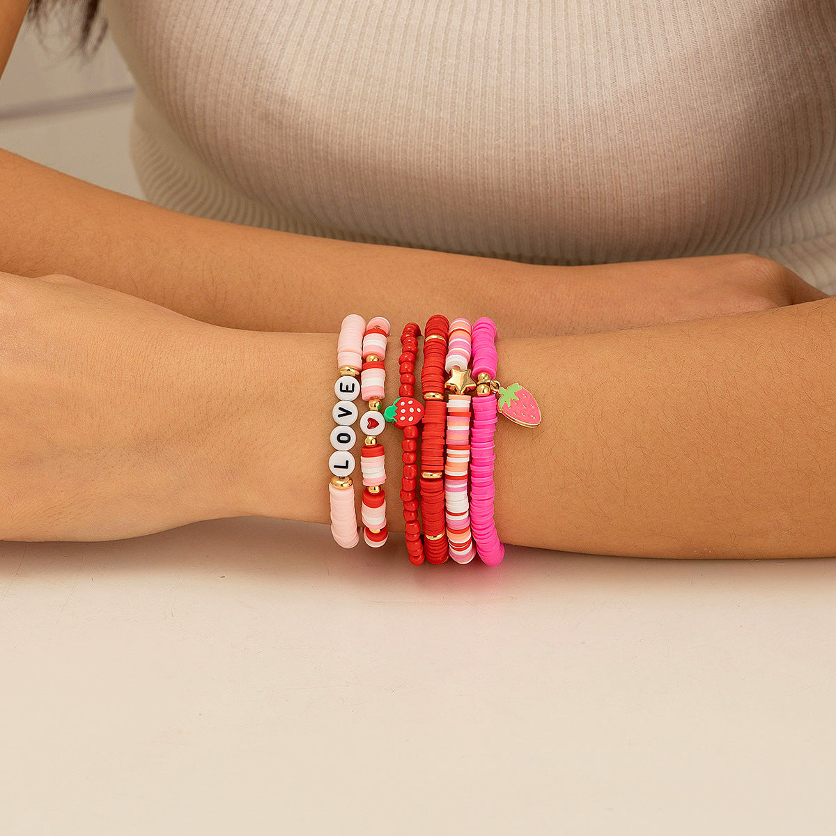Bohemian Colorful Resin Letter LOVE Beaded Bracelet for Women