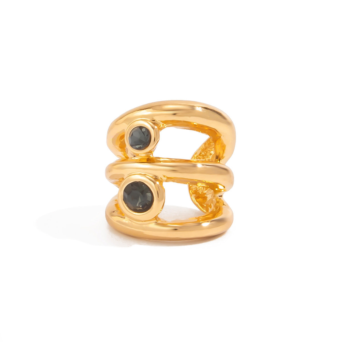 Pendientes de manguito geométricos minimalistas huecos para mujer, clips de aleación con microincrustaciones de diamantes de imitación