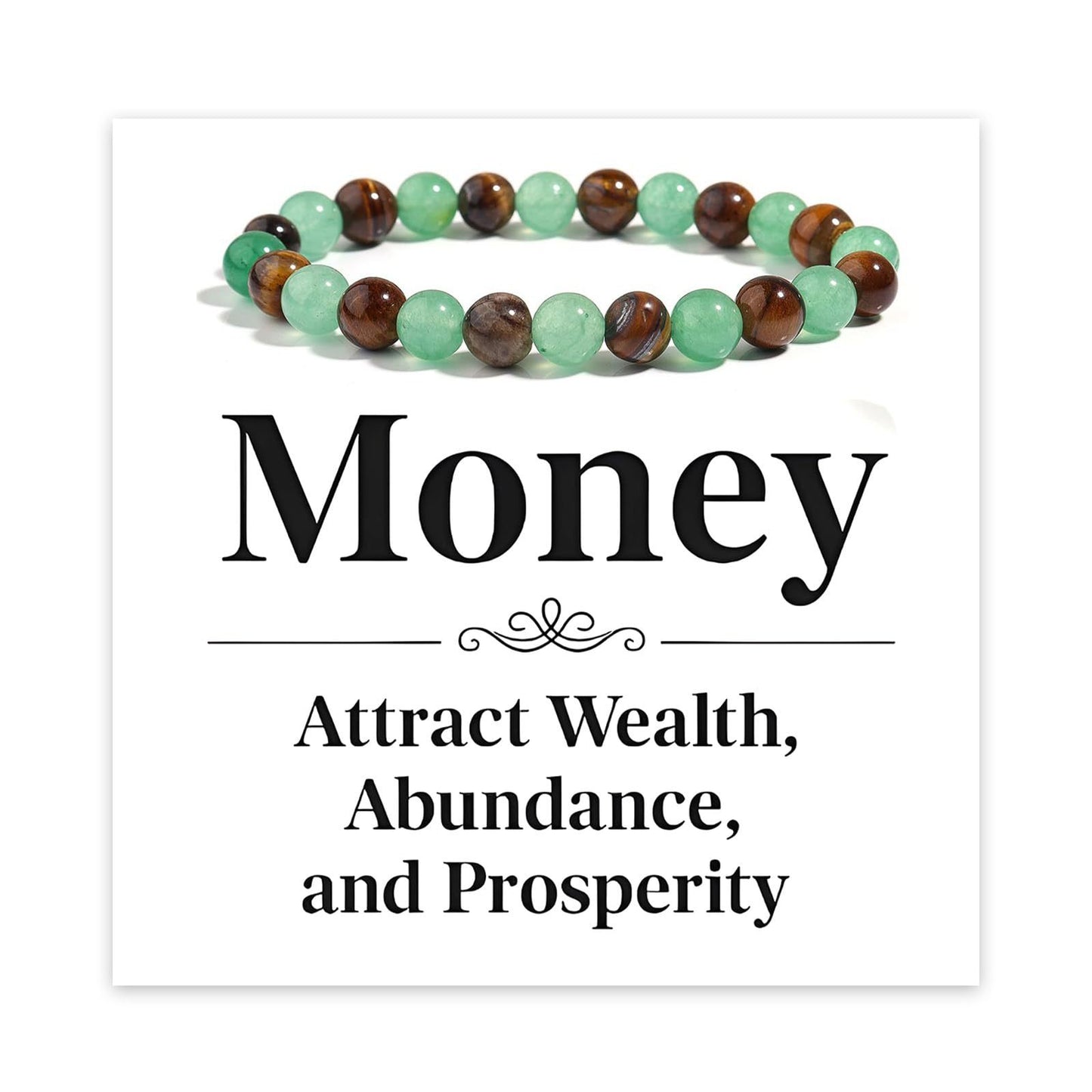 Geometric Natural Obsidian Tiger Eye Green Aventurine Agate Bracelet Unisex 8mm Elastic Cord Handmade