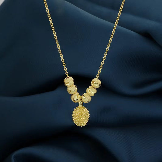 Elegante Collar Colgante Geométrico de Durian en Acero de Titanio con Chapado en Oro para Mujer