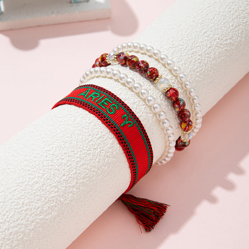 Bohemian Children's Woven Bracelet with Star Charm and White Crystal Accent for Girls Aged 6 to 10 Years