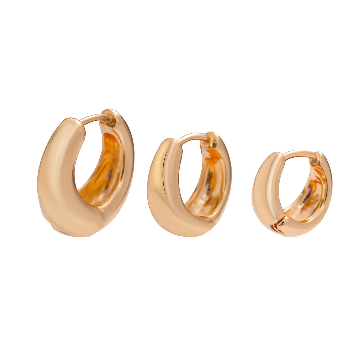 Pendientes geométricos minimalistas en forma de U para mujer con incrustaciones de diamantes de imitación y acabado de metal galvanizado